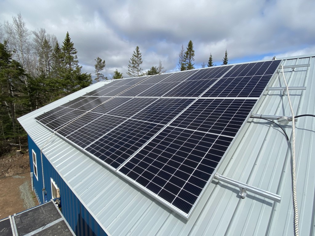 Solar panels installed on a metal roof